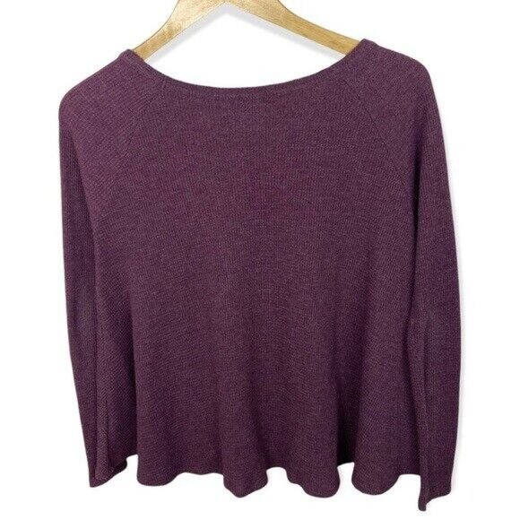 Free People Waffle Knit Thermal Long Sleeve Top Rockabilly Raglan Purple Boho XS - Picture 5 of 12